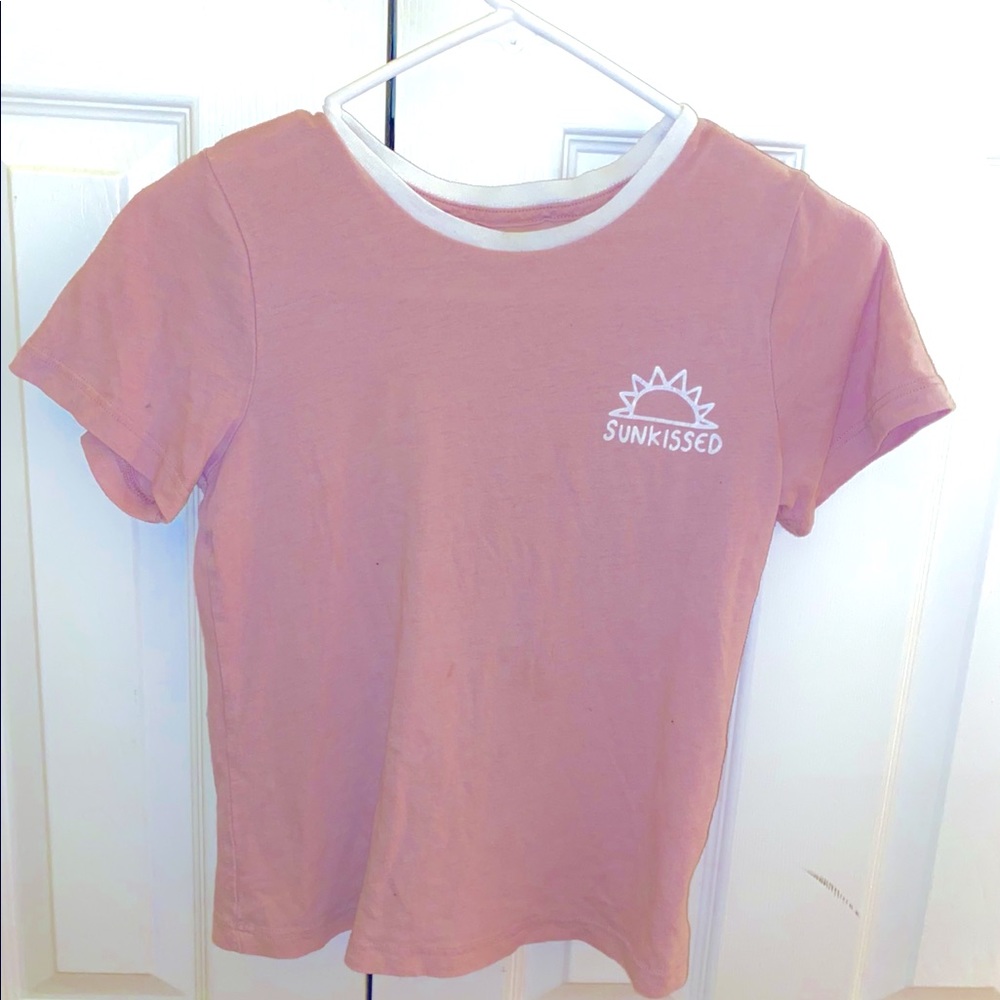Cream/light pink Crew Neck Tee
